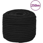 vidaXL Werktouw 12 mm 250 m polyester zwart