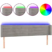 vidaXL Hoofdbord LED 183x16x78/88 cm fluweel lichtgrijs