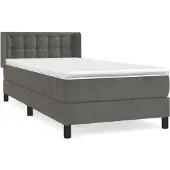 vidaXL Boxspring met matras fluweel donkergrijs 100x200 cm