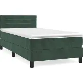 vidaXL Boxspring met matras fluweel donkergroen 80x200 cm
