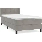 vidaXL Boxspring met matras fluweel lichtgrijs 90x200 cm