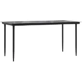 vidaXL Tuintafel 160x80x74 cm staal en gehard glas zwart