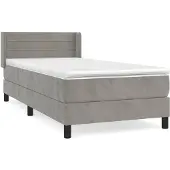 vidaXL Boxspring met matras fluweel lichtgrijs 100x200 cm