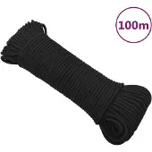 vidaXL Boottouw 3 mm 100 m polypropeen zwart