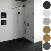 Sanitop BRAUER Void inloopdouche helder glas 100x200 met 30 zijwand incl. glascoating PVD RVS-kleurig geborsteld