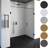 Sanitop BRAUER Void nisdeur 2-delig helder glas 150x200 omkeerbaar met draaideur 70 aan muur incl. glascoating PVD goud