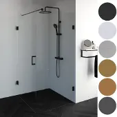 Sanitop Brauer void douchecabine met draaideur helder glas 100x120x200 incl. Glascoating pvd goud geborsteld