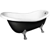 Polysan Retro Vrijstaand bad 167,5x76x71cm, chroom matte poten, zwart/wit