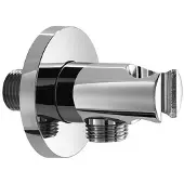Hotbath Handdouchehouder mate met uitlaat 6x6.5 cm rond geborsteld nikkel