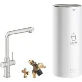 GROHE Red New keukenkraan duo met L-uitloop met L-size boiler RVS