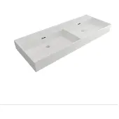 Plieger Kansas wastafel dubbel zonder kraangaten met overloop 120x45cm wit