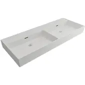 Plieger Kansas wastafel dubbel zonder kraangaten met overloop 120x45cm matwit 271085