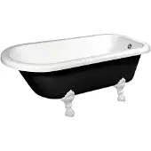 Polysan Foxtrot Vrijstaand bad 170x75x64cm, witte poten, zwart/wit
