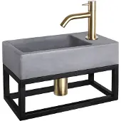 Differnz Force fonteinset beton met frame en gebogen kraan mat goud