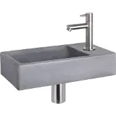 Differnz Fonteinset force beton 40x22x8 cm donker grijs met rechte kraan mat chroom
