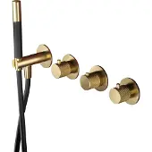 Hotbath Thermostatische douche/badkraan cobberxinbouw met 2 stopkranen en handdouche geborsteld messing pvd