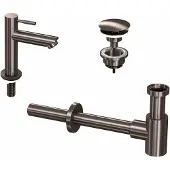 Ink Fonteinkraanset Laag Model Inclusief Waste en Design Sifon Metal Black