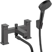 Hansgrohe Badrandmengkraan vernis shape 2-gats met stopkraan en vernis blend handdouche vario mat zwart
