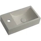 Hak Sapho CREST L wastafel van beton, met overloop, 40x22 cm, wit graniet