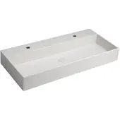 Sapho Wastafel 2 kraangaten quadrado 96x44 cm wit