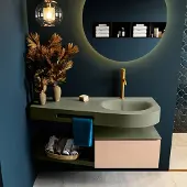 Mondiaz Riva badmeubel 120cm Rosee met 1 lade en wastafel rechts 1 kraangat Army