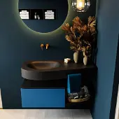 Mondiaz Riva badmeubel 100cm Jeans met 1 lade en wastafel links 0 kraangaten Urban