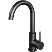 Brauer Black Carving wastafelkraan met ronde uitloop, ronde handgreep en ColdStart mat zwart