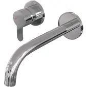 Brauer Inbouw wastafelmengkraan chrome edition coldstart gebogen uitloop korte platte hendel links chroom met rozetten