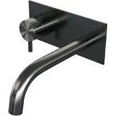 Brauer Gunmetal Edition ColdStart wastafelkraan inbouw gebogen uitloop met achterplaat model B2 gunmetal geborsteld PVD