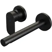 Brauer Inbouw wastafelmengkraan black edition coldstart rechte uitloop platte hendel links mat zwart met rozetten