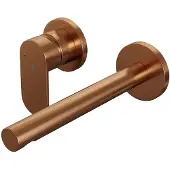 Brauer Inbouw wastafelmengkraan copper edition coldstart rechte uitloop platte hendel links geborsteld koper pvd met rozetten
