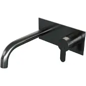 Brauer Edition Inbouw Wastafelkraan - Gebogen Uitloop - Achterplaat - Hendel 4 Rechts - Geborsteld Gunmetal PVD - Messing - Kranen, Wastafelkranen,