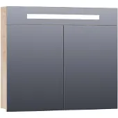 Brauer Promise Spiegelkast 80x70cm MFC 2 Deuren Met Directe LED Verlichting Boven - Forest Wheat - Spiegels, Spiegelkasten - 8720359342003