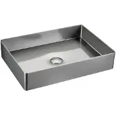 Sapho Aurum RVS wastafel 50x35,2cm, inclusief afvoer, mat RVS