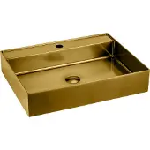 Sapho Aurum Wandhangende RVS-wastafel 55x42cm, inclusief afvoer, mat goud