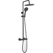 Van Marcke GO Regendoucheset cocoon black opbouw incl handdouche doucheslang en thermostaatkraan mat zwart