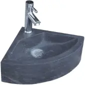 Sanilux Fonteinset Corner Hardsteen met kraan, waste & sifon 30x30x10cm