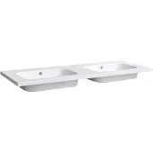 Sanilux Wastafel Classic 120x47x3 cm Mineraalmarmer Mat Wit Dubbel (zonder kraangaten)