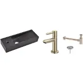 Wiesbaden FonteinPack Small Natuursteen Links 38x14x8 cm RVS (Keuze uit 8 kranen)