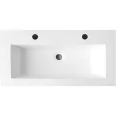 Sanilux Wastafel Compact Mineraalmarmer 2 Kraangaten 100 cm Wit