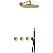 Hotbath Complete thermostatische regendouche cobber inbouwset 2 stopkranen rond