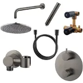 Boss & Wessing inbouw regendouche set cemal rond muuruitloop gunmetal pvd coating
