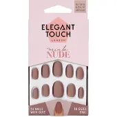 Elegant Touch Polished Colour Nails With Glue Oval #mink Nude