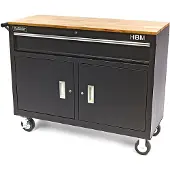 HBM profi verrijdbare gereedschapswagen, werkbank, 117 cm, zwart
