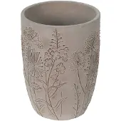Clayre & Eef Bloempot Ø 18x25 cm Grijs Beige Steen Bloemen Bloempot binnen Grijs Bloempot binnen