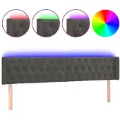 vidaXL Hoofdbord LED 203x16x78/88 cm fluweel donkergrijs