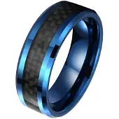 Mendes Wolfraam heren ring Carbon Fiber Blauw Zwart 8mm-17mm