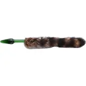 Auxfun Fluffy Butt Plug Vossen staart Groene glazen plug