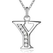 LGT JWLS Zilverkleurige Letter Y Dames Ketting met Zirkonia