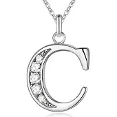 LGT JWLS Zilverkleurige Letter C Dames Ketting met Zirkonia